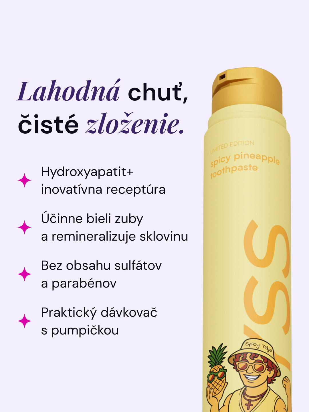 LYSS x Spicy Pája Ananásová bieliaca zubná pasta bez fluoridu